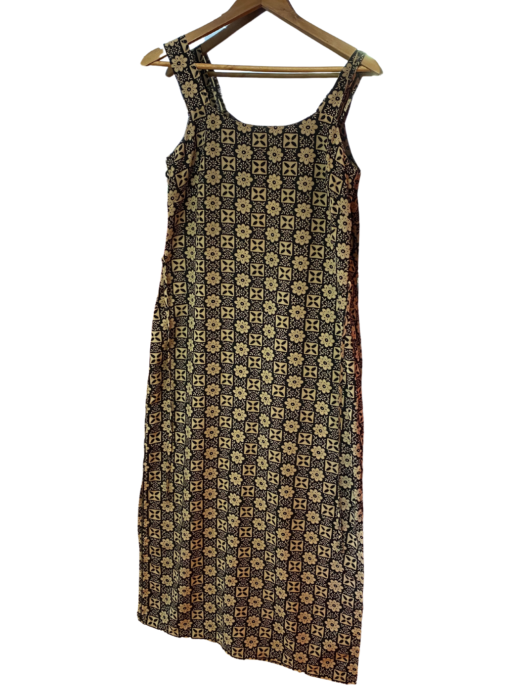 Black and Tan Print Dress