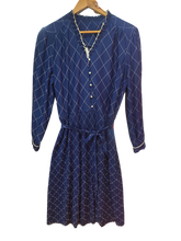 Load image into Gallery viewer, Dark Blue Dress with Diamond Pattern