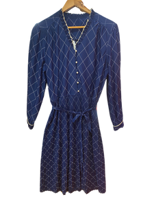 Dark Blue Dress with Diamond Pattern