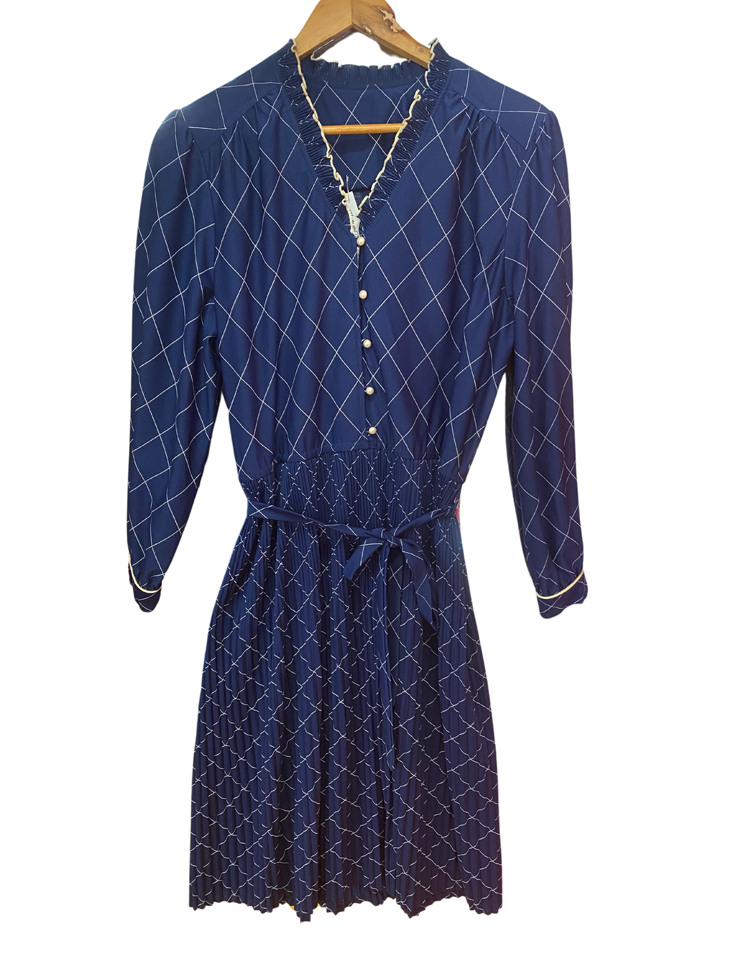 Dark Blue Dress with Diamond Pattern
