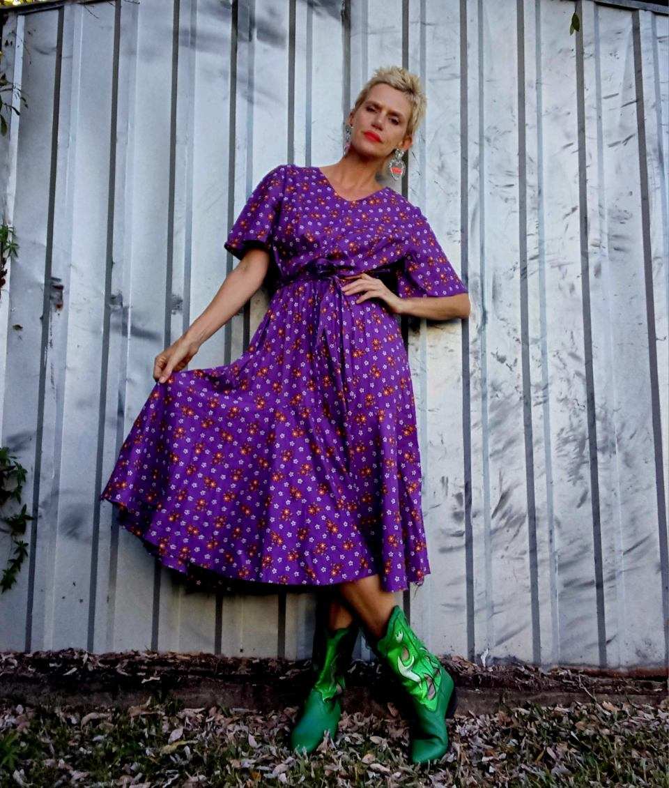 Purple Dress with Florals