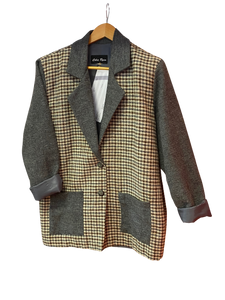 Plaid & Grey Block Pattern Jacket