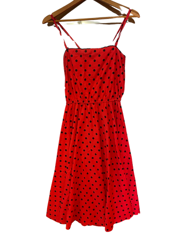 Red Dress with Black Polka Dots
