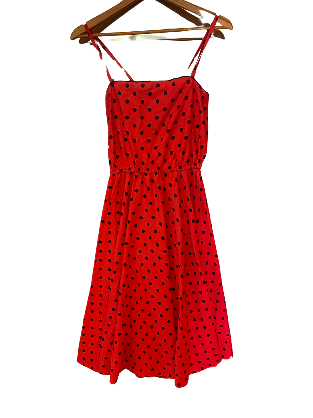 Red Dress with Black Polka Dots
