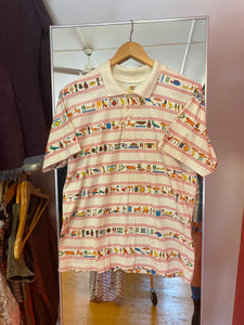 Egyptian Symbol Patterned Polo Shirt