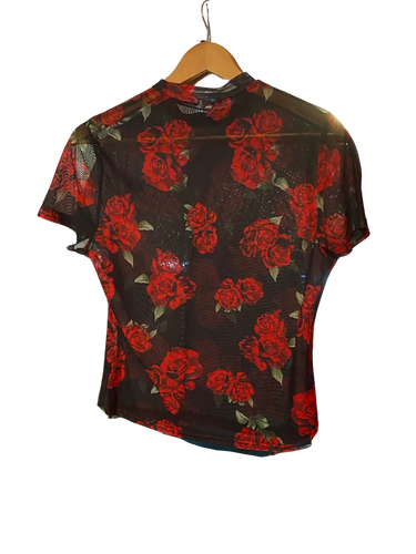 Mesh Rose Print Shirt