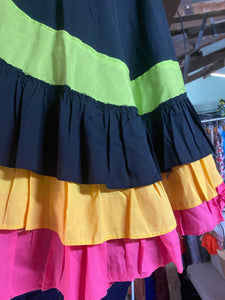 Black Skirt with Colourful Ruffles