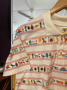 Egyptian Symbol Patterned Polo Shirt