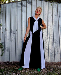 Black and White Dress with Tie