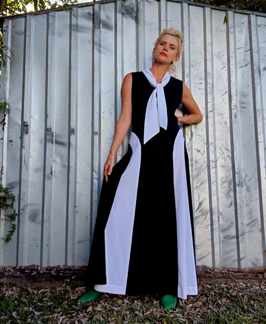 Black and White Dress with Tie