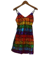 Load image into Gallery viewer, Rainbow Striped Sequin Dress