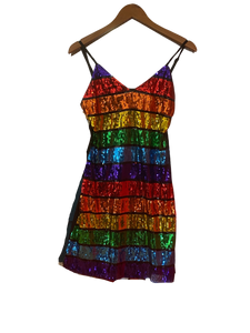 Rainbow Striped Sequin Dress