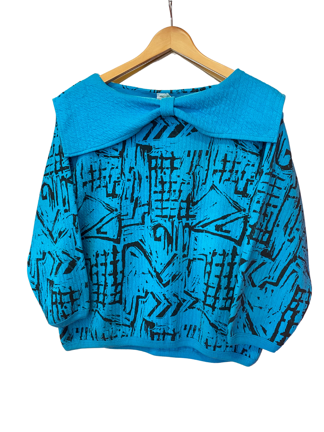 Blue and Black Abstract Patterned Jumper