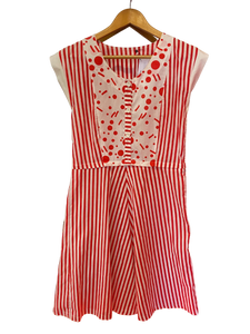 Red and White Patterned Dress