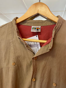 Brown Button Up with Red Lining