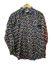 Load image into Gallery viewer, Black Button Up with Colourful Pattern