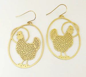 Chicken with Sun dangles in gold
