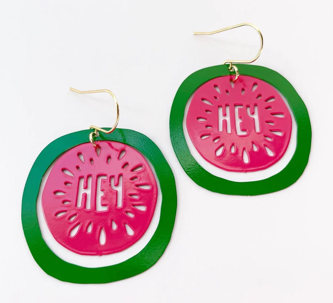 Watermelons - HEY - painted steel dangles