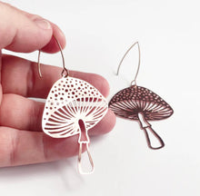 Load image into Gallery viewer, Toadstool dangles in Rose Gold