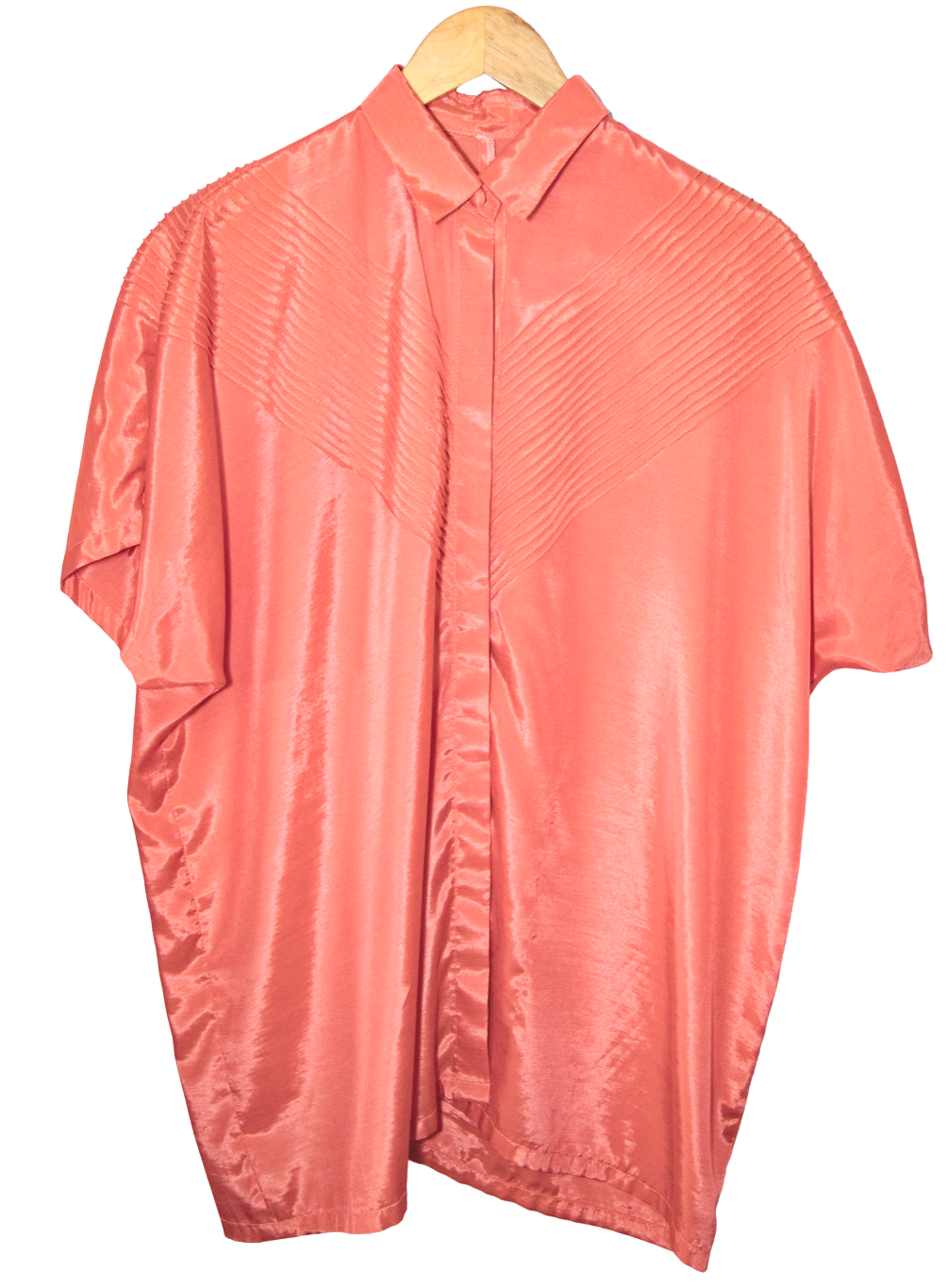 Coral Coloured Button Up Top