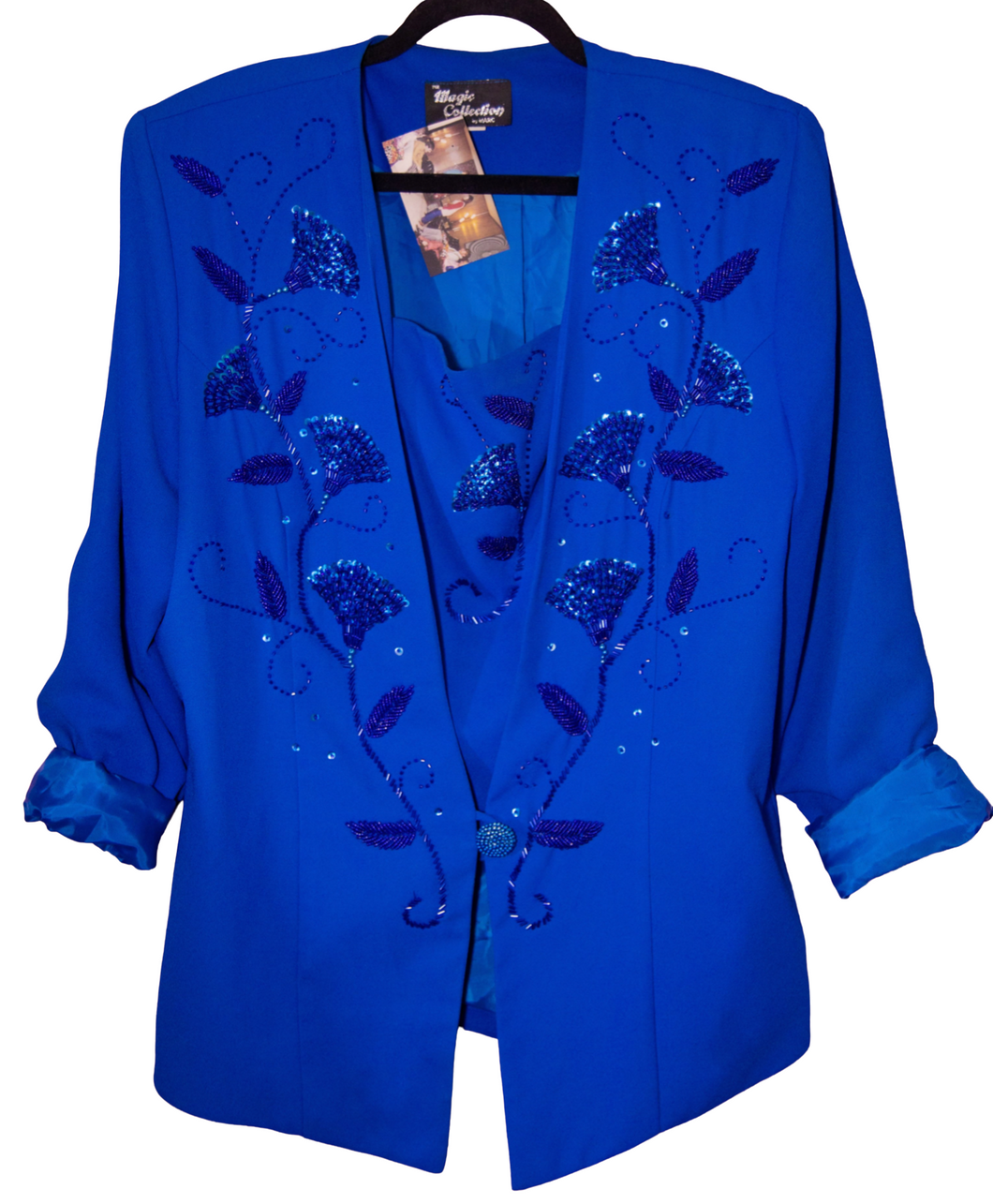 80's Blue Jacket with Sequins & Beading