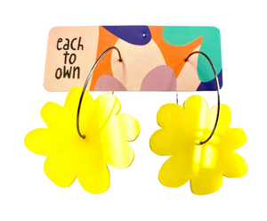 Doops X  - Yellow Daisy Hoop - Flower Earrings Laser Cut Acrylic - Each To Own