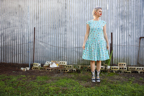 Handmade nautical 80's low waisted dress