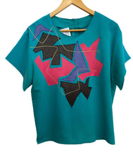 Load image into Gallery viewer, Teal Shirt with Geometric Designs