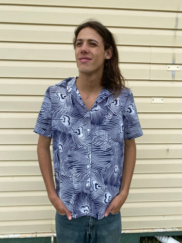 Callan Blue and White Patterned Shirt