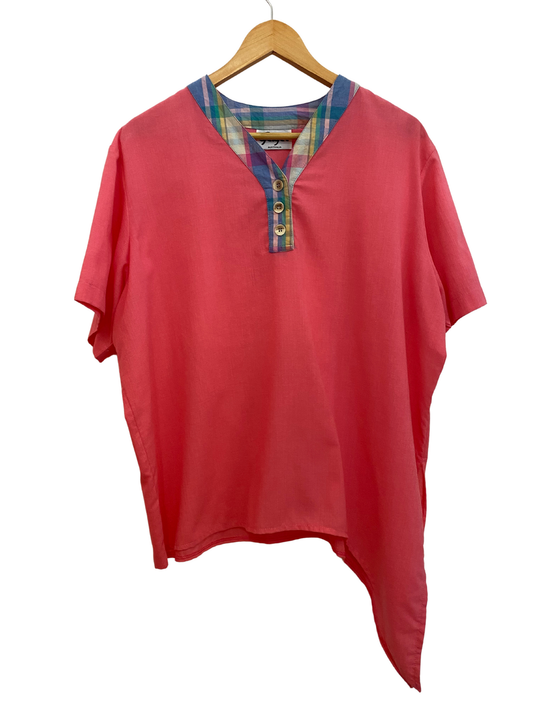 Asymmetrical Hem Pink T-Shirt