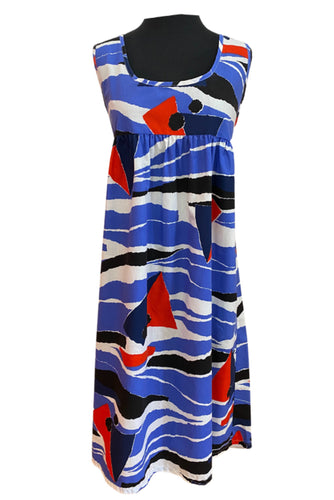 80’s Blue, Black, White & Red Dress