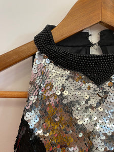 Black and Silver Sequin Halter Top
