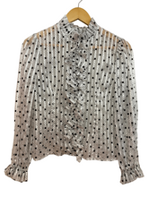 Load image into Gallery viewer, Frill Neck Polka Dot Blouse