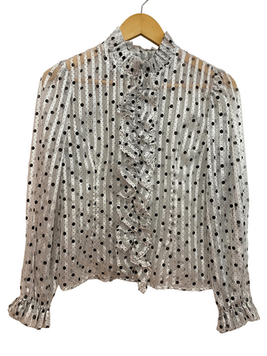 Frill Neck Polka Dot Blouse