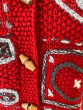Load image into Gallery viewer, Red and Grey Jumper with Wooden Buttons
