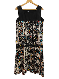 80’s Colourful Patterned Black dress
