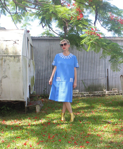 Blue Dress with White Flowers