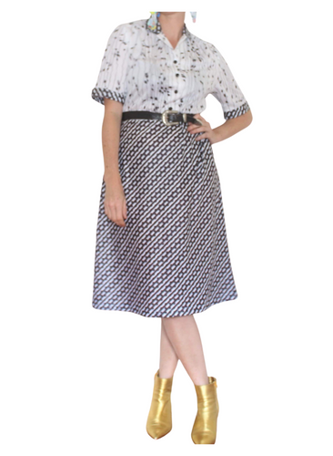 Black white White Patterned Dress