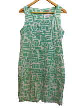 Load image into Gallery viewer, Green and White Geometric Patterned Dress