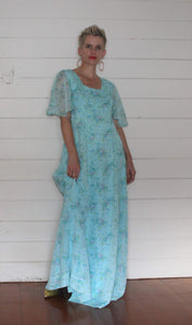 Pale Blue Floral Patterned Dress