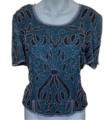 Forest Green Beaded Top