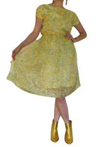 Green and Yellow Abstract Print Dress