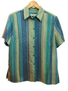Teal Stripy Button up