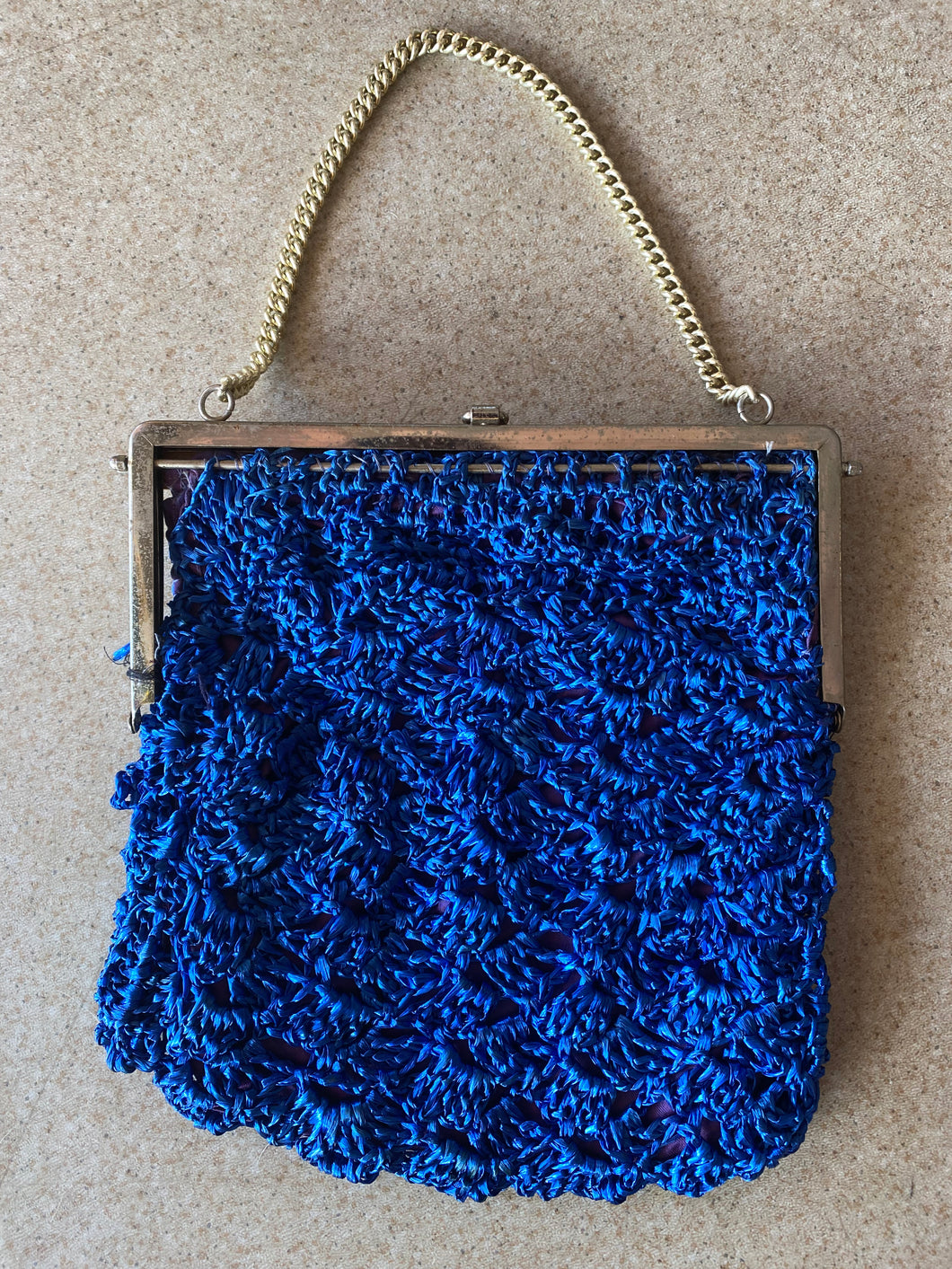 Blue Bag With Silver Chain