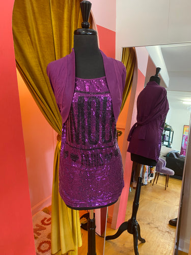 Purple Sequin Shirt, Built in Jacket