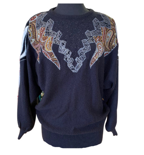 Embroidered and Beaded Black Jumper