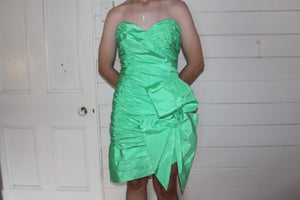 Lime Green Ruched Dress