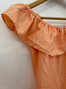 Orange Summer Dress with White Polka Dots