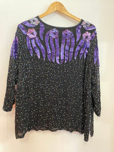 Black Shirt with Multichrome and Purple Sparkles