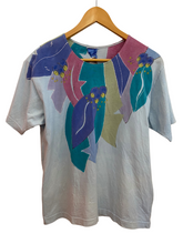 Load image into Gallery viewer, Blue Shirt with a Multi Colour Leaf Pattern